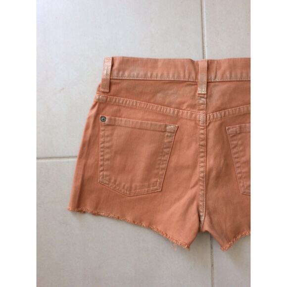 7 For All Mankind Denim Jean Shorts Carlie Metallic Mid Rise Cut Off - Picture 6 of 9